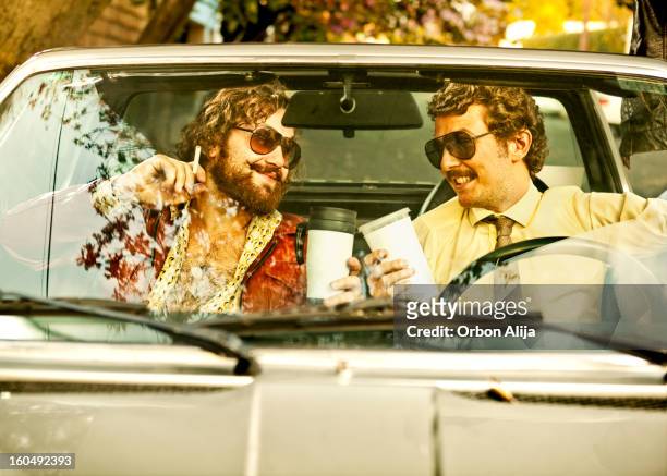 cops in a car - coffee moustache stock pictures, royalty-free photos & images