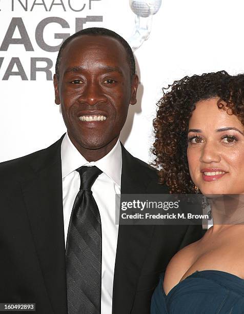 Actors Don Cheadle and Bridgid Coulter attend the 44th NAACP Image Awards at The Shrine Auditorium on February 1, 2013 in Los Angeles, California.