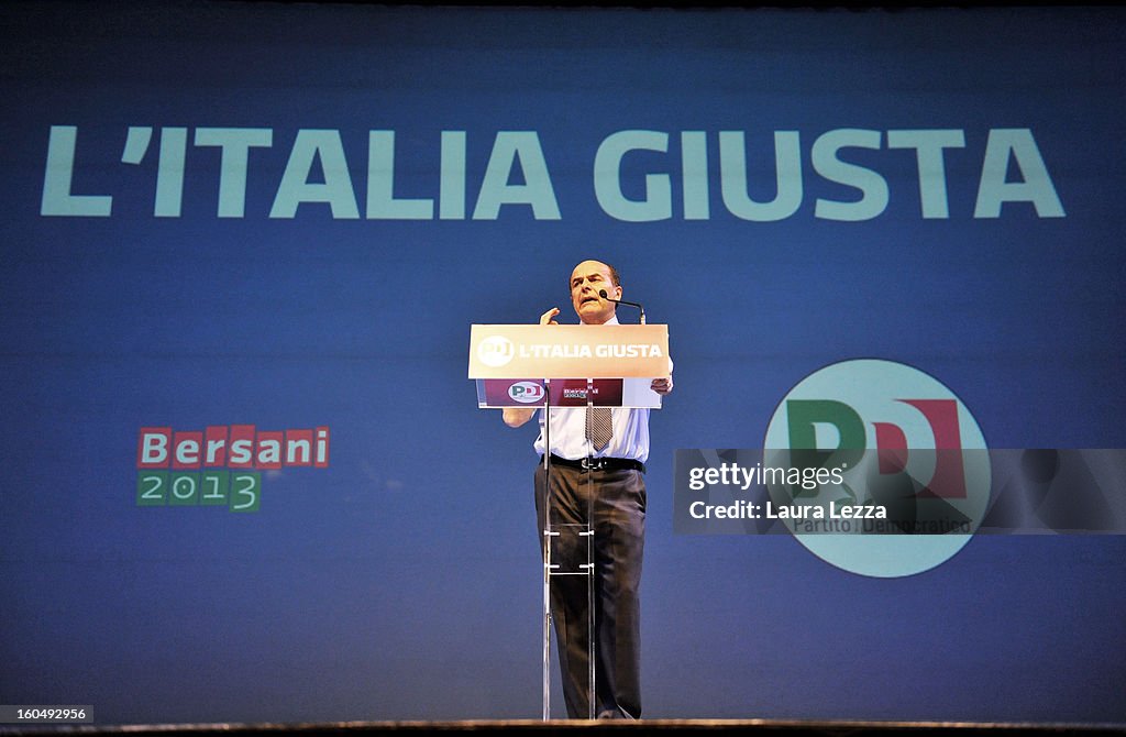 Pierluigi Bersani And Matteo Renzi Hold Political Rally In Florence