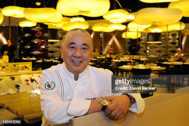 Chef Nobu Matsuhisa appears during a preview for the Nobu Restaurant and Lounge Caesars Palace on February 1, 2013 in Las Vegas, Nevada. The Nobu...