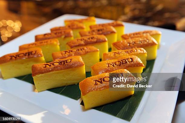 Breakfast treats are on display during a preview for the Nobu Restaurant and Lounge Caesars Palace on February 1, 2013 in Las Vegas, Nevada. The Nobu...
