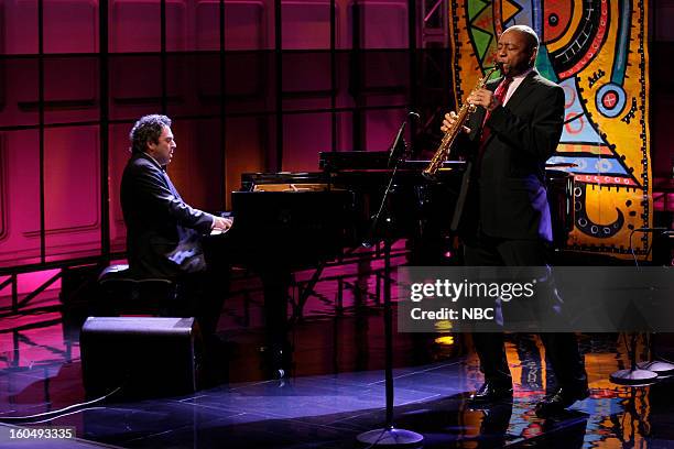 Episode 4400 -- Pictured: Musical guests Branford Marsalis Quartet Joey Calderazzo, Branford Marsalis performBranford Marsalis on February 1, 2013 --