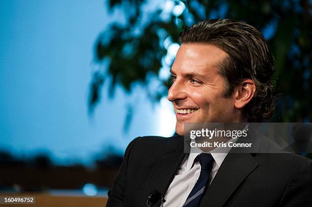 Actor Bradley Cooper speaks during the "Silver Lining Playbook" mental health progress press conference at Center For American Progress on February...