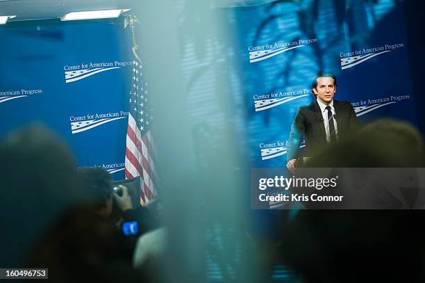 Actor Bradley Cooper speaks during the "Silver Lining Playbook" mental health progress press conference at Center For American Progress on February...