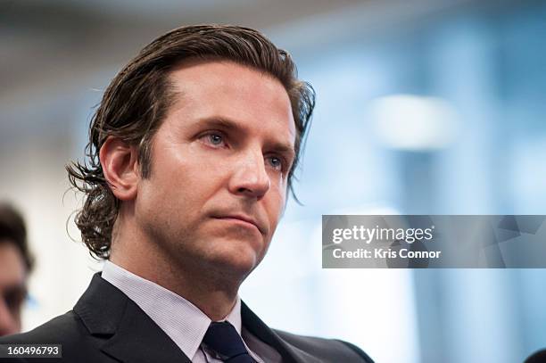 Actor Bradley Cooper attends the "Silver Lining Playbook" mental health progress press conference at Center For American Progress on February 1, 2013...