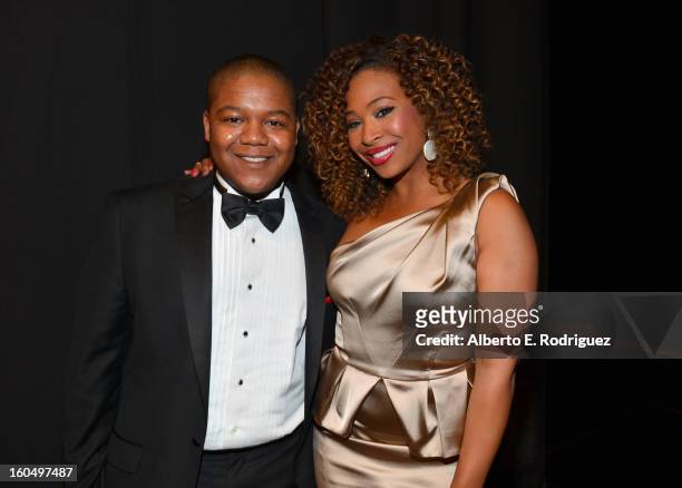 Actor Kyle Massey and TV Personality Tanika Ray attend the 44th NAACP Image Awards at The Shrine Auditorium on February 1, 2013 in Los Angeles,...