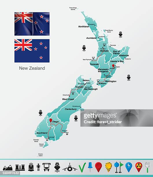new neuseeland - new zealand map stock-grafiken, -clipart, -cartoons und -symbole