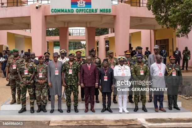 Ghana's Chief of Defence Staff, Vice Admiral Seth Amoama and Ghana's Defence Minister, Dominic Nitiwul poses for a group photo with Economic...