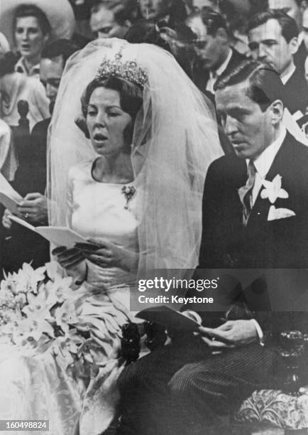 The wedding of Crown Princess Beatrix of the Netherlands to Claus von Amsberg in the Westerkerk in Amsterdam, Holland, 10th March 1966.