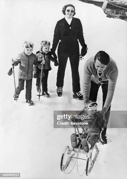 Prince Claus of the Netherlands with Queen Beatrix and their sons Willem-Alexander, Prince of Orange , Prince Friso and Prince Constantijn, during a...