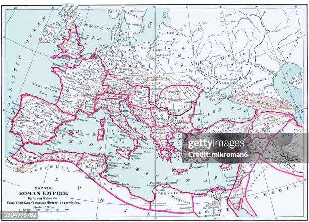 Long Roman Map Old Chromolithograph Map Of The Roman Empire High-Res Stock Photo ...