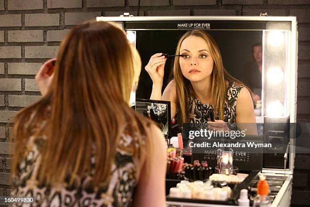 Christina Ricci debuts her MAKE UP FOR EVER Remix Make Up Bag at The MAKE UP FOR EVER Make Up Bag Remix Tour stop at The Grove on February 1, 2013 in...