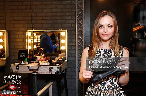 Christina Ricci debuts her MAKE UP FOR EVER Remix Make Up Bag at The MAKE UP FOR EVER Make Up Bag Remix Tour stop at The Grove on February 1, 2013 in...