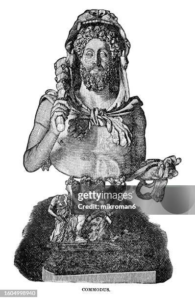 portrait of commodus (31 august 161 – 31 december 192) a roman emperor who ruled from 177 to 192, he served jointly with his father marcus aurelius - one man only stock illustrations stock pictures, royalty-free photos & images