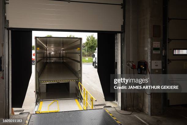 Illustration picture shows the presentation of the new Double Deck Trailers at bpost Brussels X sorting center, in Brussels, Thursday 17 August 2023....