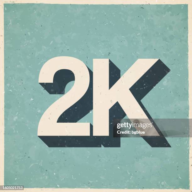 2k, 2000 - two thousand. icon in retro vintage style - old textured paper - abundance stock illustrations