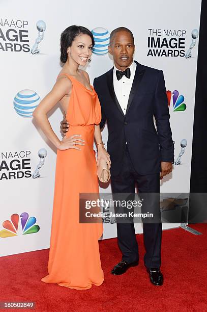 Actor Jamie Foxx and daughter Corinne Bishop arrive at the 44th NAACP Image Awards held at The Shrine Auditorium on February 1, 2013 in Los Angeles,...