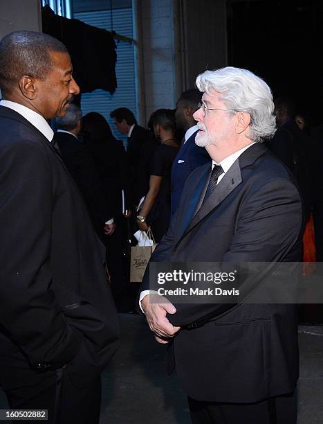 Robert Townsend and George Lucas attend the 44th NAACP Image Awards at The Shrine Auditorium on February 1, 2013 in Los Angeles, California.