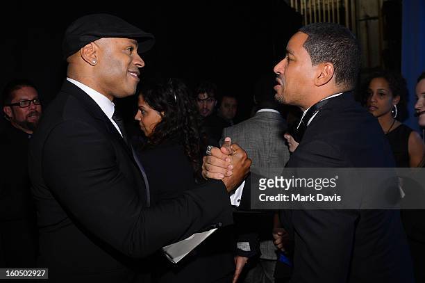 Actors LL Cool J and Laz Alonso attend the 44th NAACP Image Awards at The Shrine Auditorium on February 1, 2013 in Los Angeles, California.