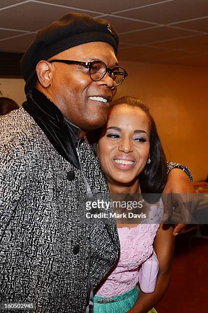 Actors Samuel L. Jackson and Kerry Washington attend the 44th NAACP Image Awards at The Shrine Auditorium on February 1, 2013 in Los Angeles,...