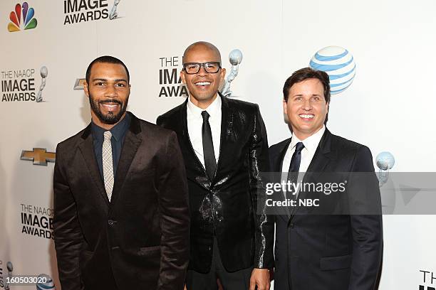 Red Carpet -- Pictured: Omari Hardwick, Aaron Walton, Andrew Logan arrives at The Shrine Auditorium, February 1, 2013 --