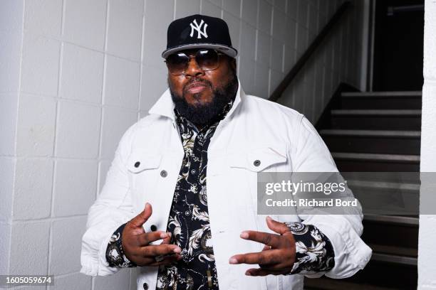 Rahzel poses backstage after the "J.Period Live Mixtape: Gods & Kings Edition" at Damrosch Park, Lincoln Center, on August 09, 2023 in New York City.