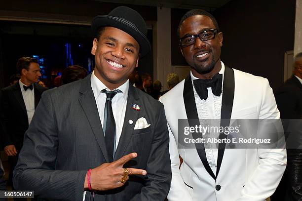 Actors Tristan Wilds and Lance Gross attend the 44th NAACP Image Awards at The Shrine Auditorium on February 1, 2013 in Los Angeles, California.