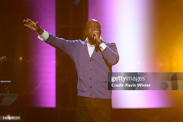Musician Wyclef Jean performs onstage during the 44th NAACP Image Awards at The Shrine Auditorium on February 1, 2013 in Los Angeles, California.