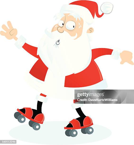 roller skating santa - roller skating stock illustrations