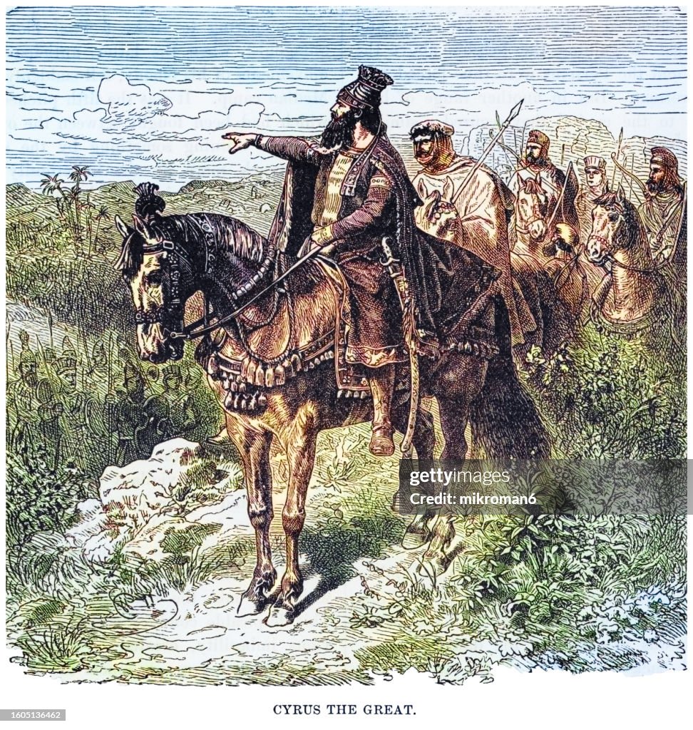 Old engraved illustration of Cyrus the Great, Cyrus II of Persia, founder of the Achaemenid Empire, the first Persian empire