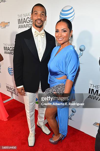 Actor Aaron D. Spears and Estela Spears attend the 44th NAACP Image Awards at The Shrine Auditorium on February 1, 2013 in Los Angeles, California.