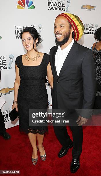 Ziggy Marley and Orly Marley arrive at the 44th NAACP Image Awards held at The Shrine Auditorium on February 1, 2013 in Los Angeles, California.