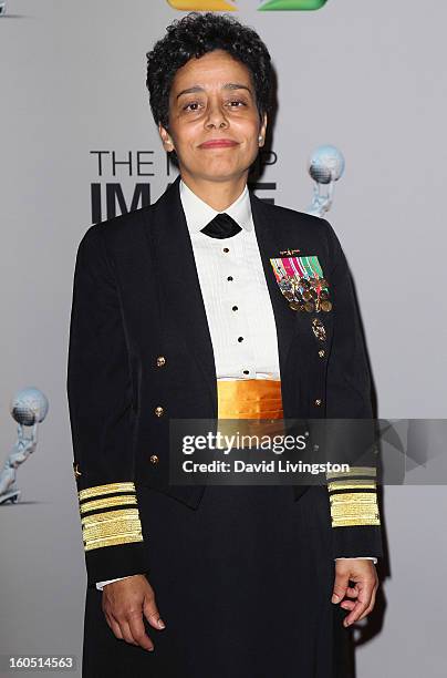 Vice Admiral Michelle Howard poses in the press room at the 44th NAACP Image Awards at the Shrine Auditorium on February 1, 2013 in Los Angeles,...