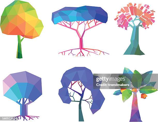 polygonal trees - polygon tree stock illustrations