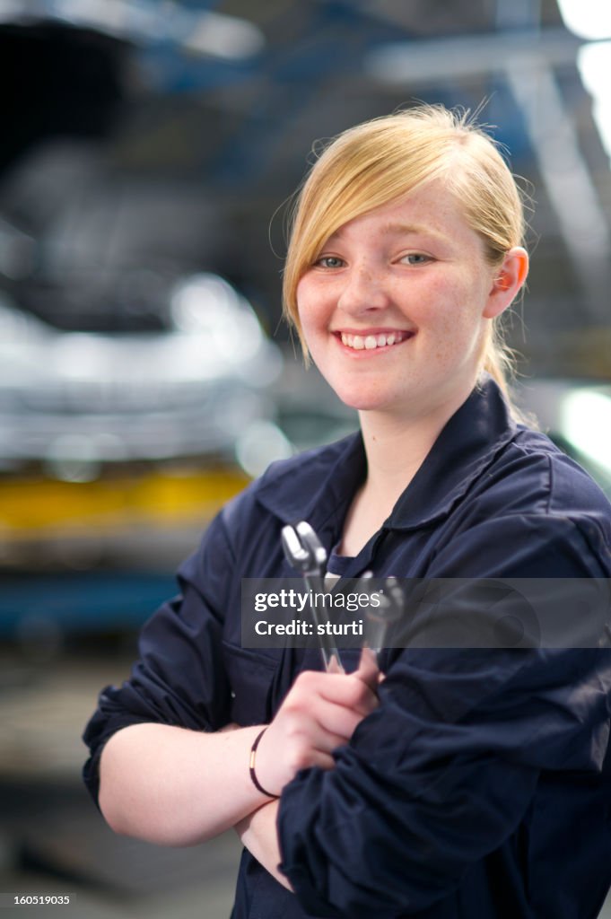 Happy female mechanic