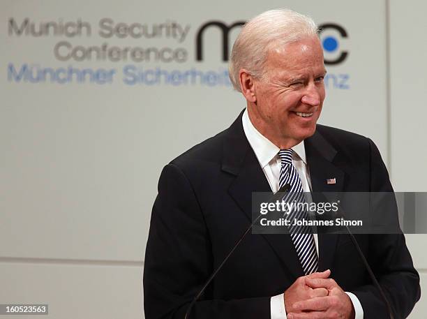 Vice President Joe Biden delivers his key note speech during day 2 of the 49th Munich Security Conference at Hotel Bayerischer Hof on February 2,...