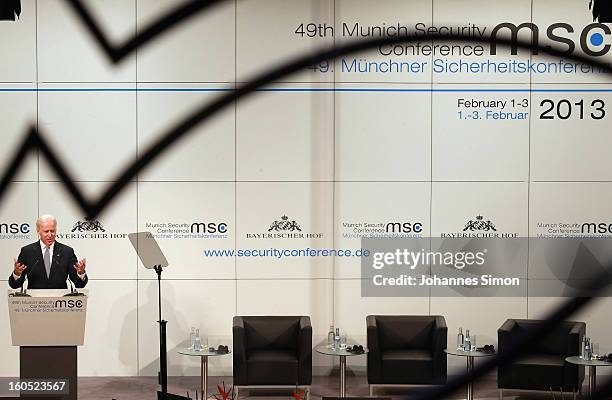 Vice President Joe Biden delivers his key note speech during day 2 of the 49th Munich Security Conference at Hotel Bayerischer Hof on February 2,...