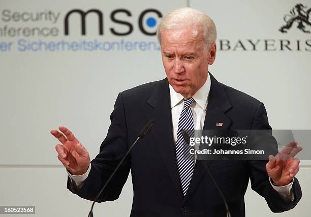 Vice President Joe Biden delivers his key note speech during day 2 of the 49th Munich Security Conference at Hotel Bayerischer Hof on February 2,...