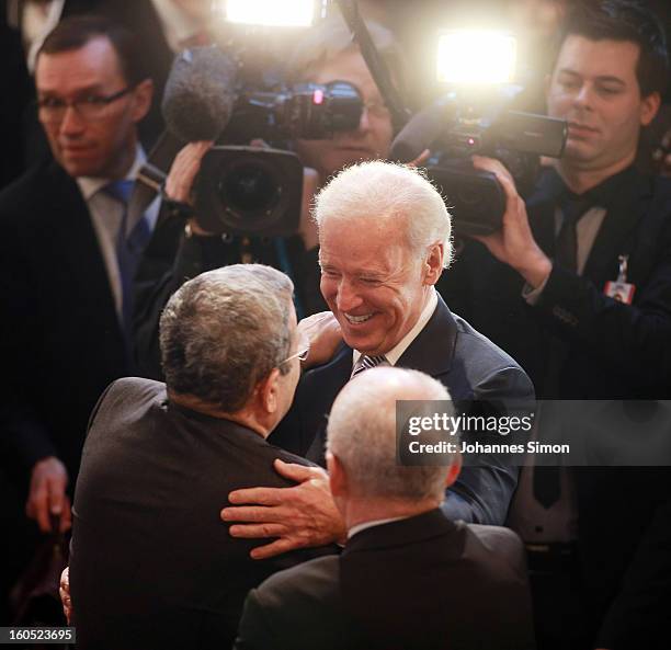 Vice President Joe Biden welcomes Ehud Barak , deputy prime minister and minister of defense of Israel during day 2 of the 49th Munich Security...