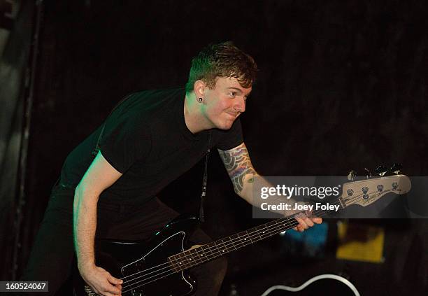 Bassist Cameron Keeter of Affiance performs at The Emerson Theater on February 1, 2013 in Indianapolis, Indiana.