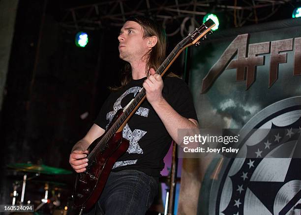 Guitarist Brett Wondrak of Affiance performs at The Emerson Theater on February 1, 2013 in Indianapolis, Indiana.