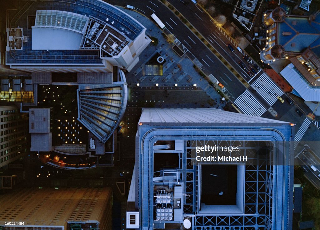 Ariel view of Marunouchi, Tokyo at night.