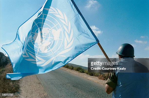 Soldier from the Indian Battalian of the United Nations Peacekeeping Force of Lebanon patrols along the border with Israel and Syria in an effort to...