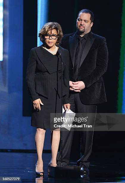 Diahann Carroll and Benjamin Jealous speak onstage at the 44th NAACP Image Awards - show held at The Shrine Auditorium on February 1, 2013 in Los...