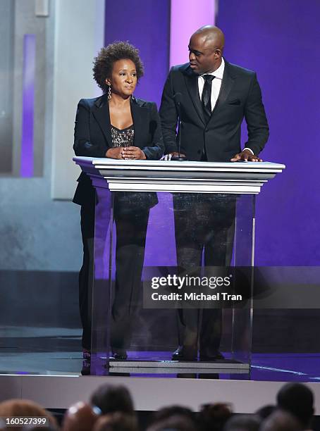 Wanda Sykes and Wayne Brady speak at the 44th NAACP Image Awards - show held at The Shrine Auditorium on February 1, 2013 in Los Angeles, California.