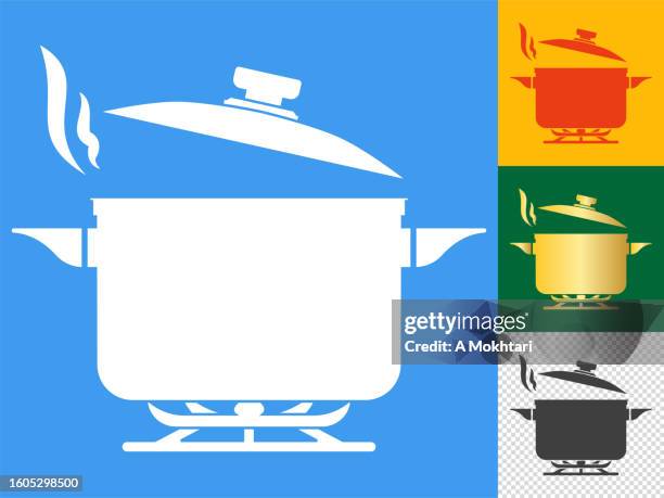 cooking pan and pot icon. - steam transparent background stock illustrations