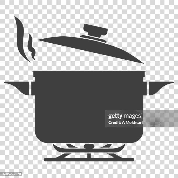 ilustrações de stock, clip art, desenhos animados e ícones de cooking pan and pot icon. - stew pot