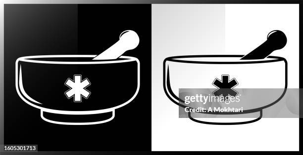 health pestle and mortar icon. - mortar and pestle white background stock illustrations