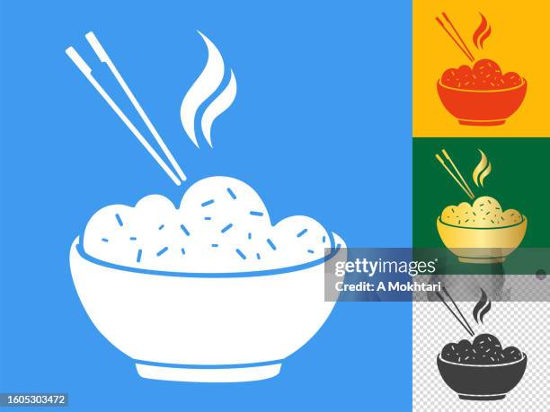 rice bowl icon. - rice bowl drawing stock illustrations