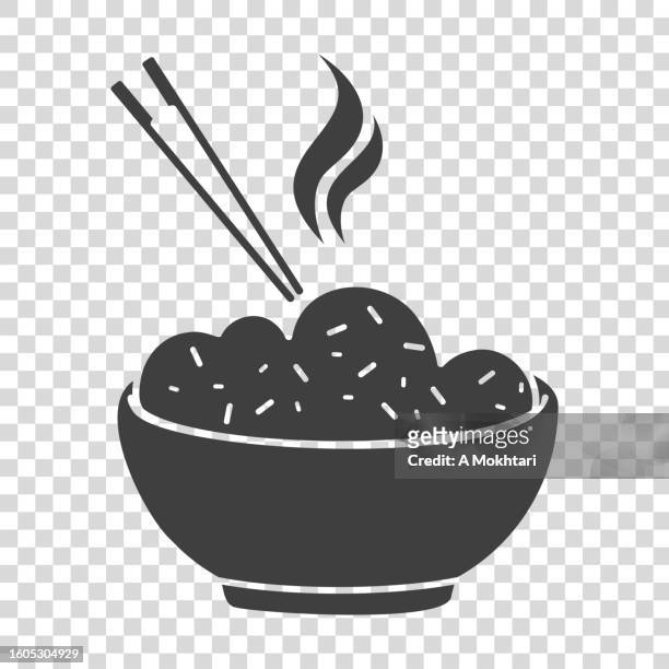 rice bowl icon. - cereal bowl stock illustrations